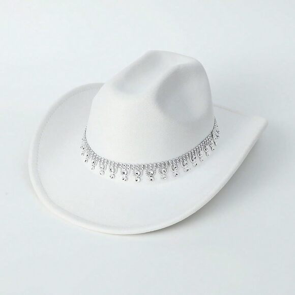 1538 Women\'s Western Boho Cowboy Hat Rhinestone Sequin Wide Brim Cowgirl
